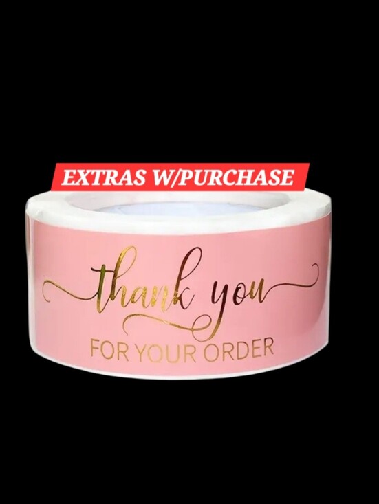 Shipping Supplies Other - 125ct. Thank You For Your Order - Pink/Gold /Bonus 3 Random Polymailers 1"x3"